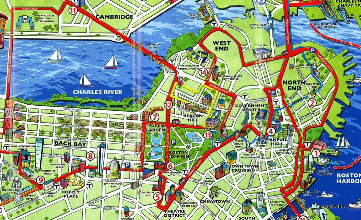 Karte von Boston Sehenswürdigkeiten