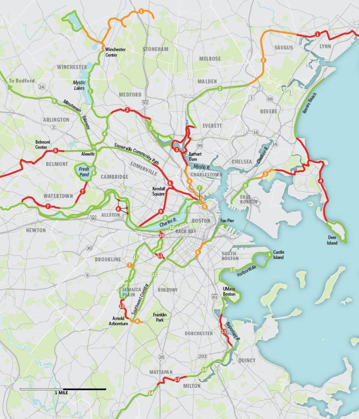 Karte von Boston-bike