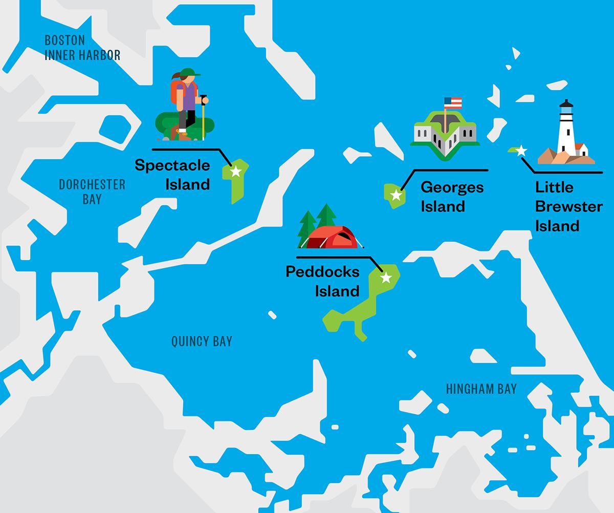 Karte von Boston harbor islands