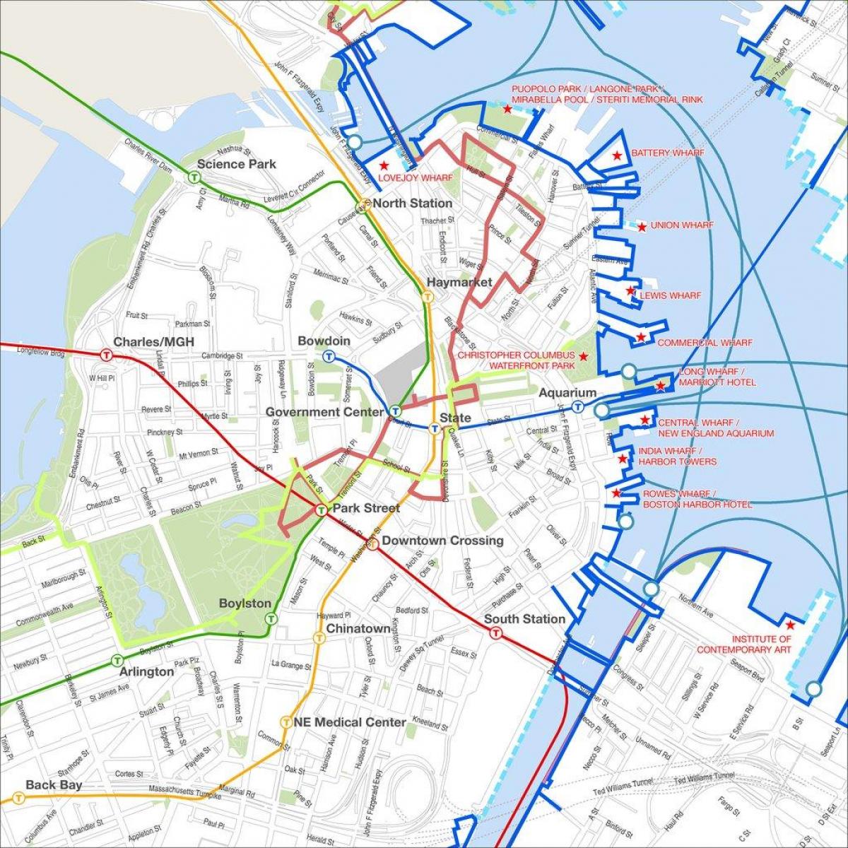 Boston-walking-Tourenkarte