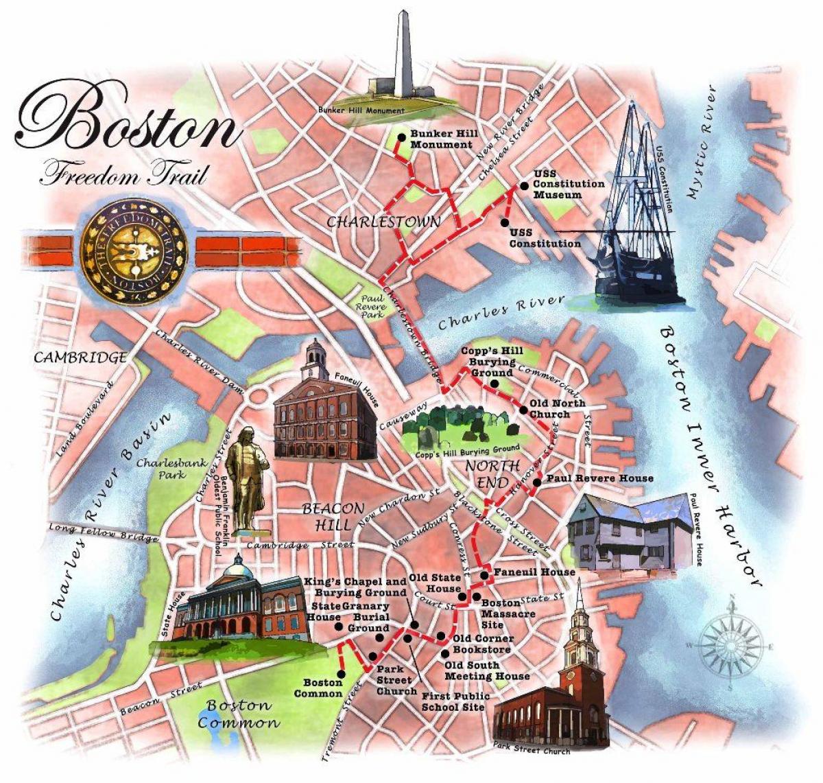 Karte von Boston freedom trail