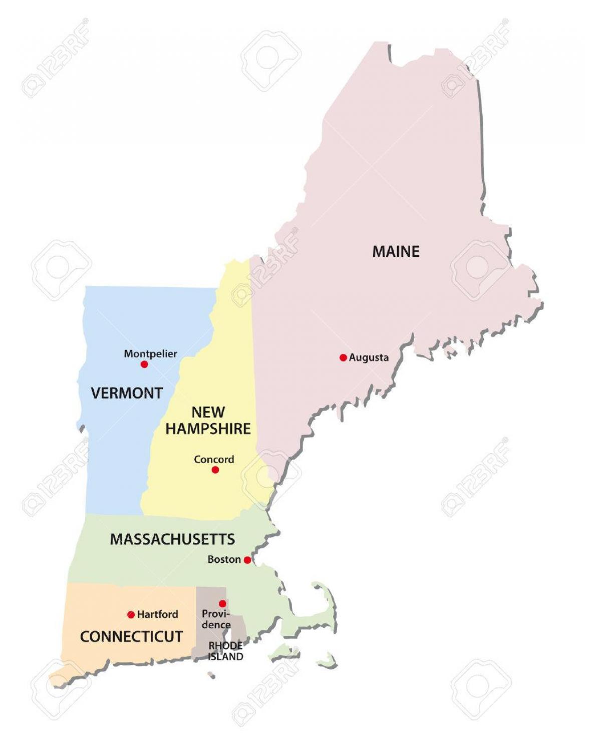 Landkarte von Neu England Staaten