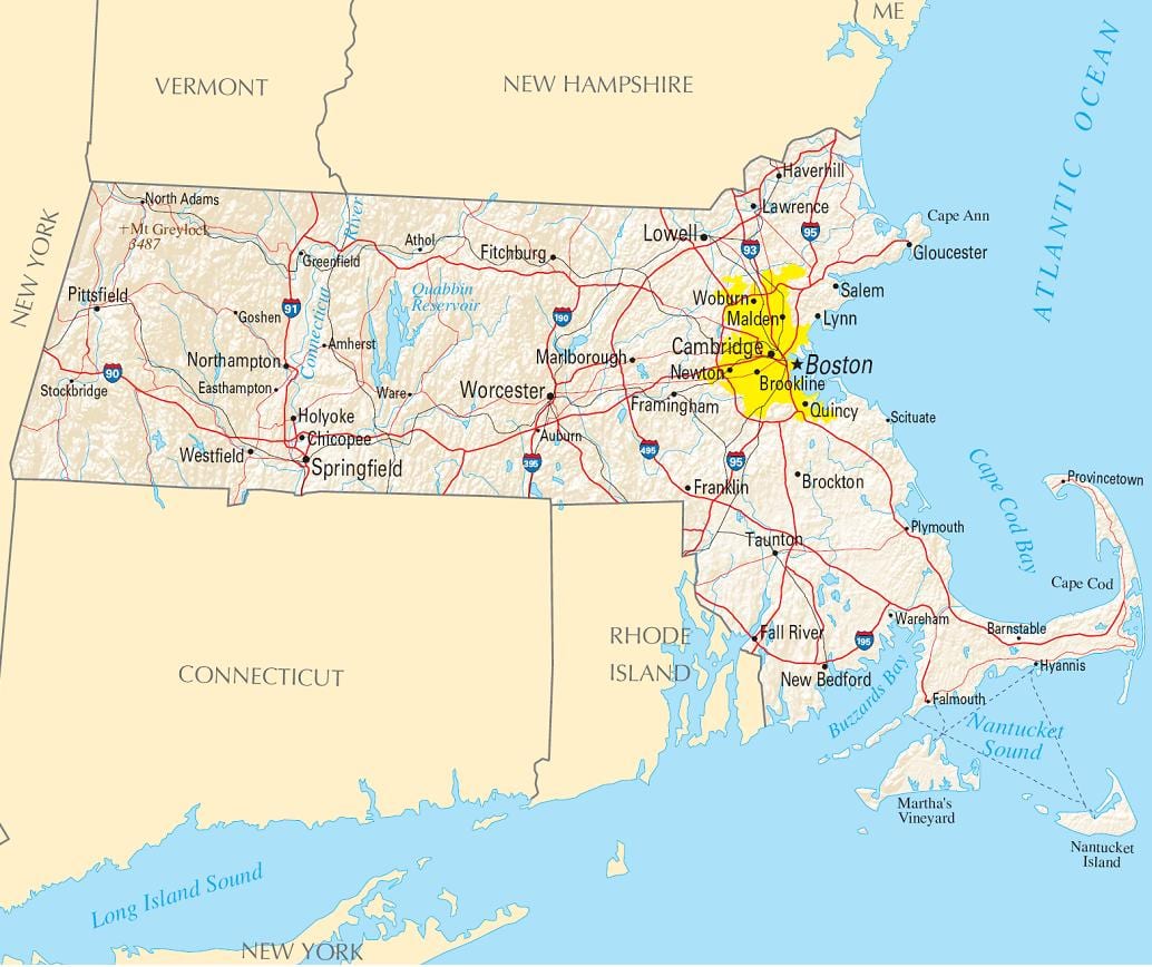 Karte von Boston, usa