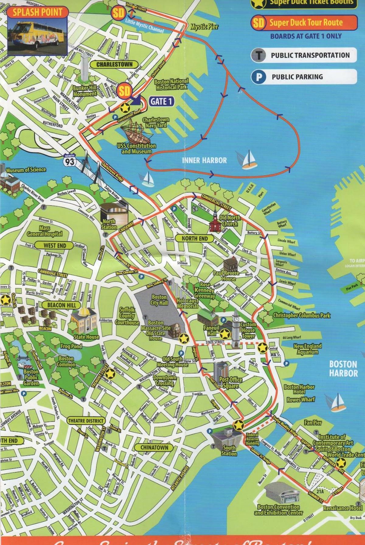 Karte von Boston sightseeing
