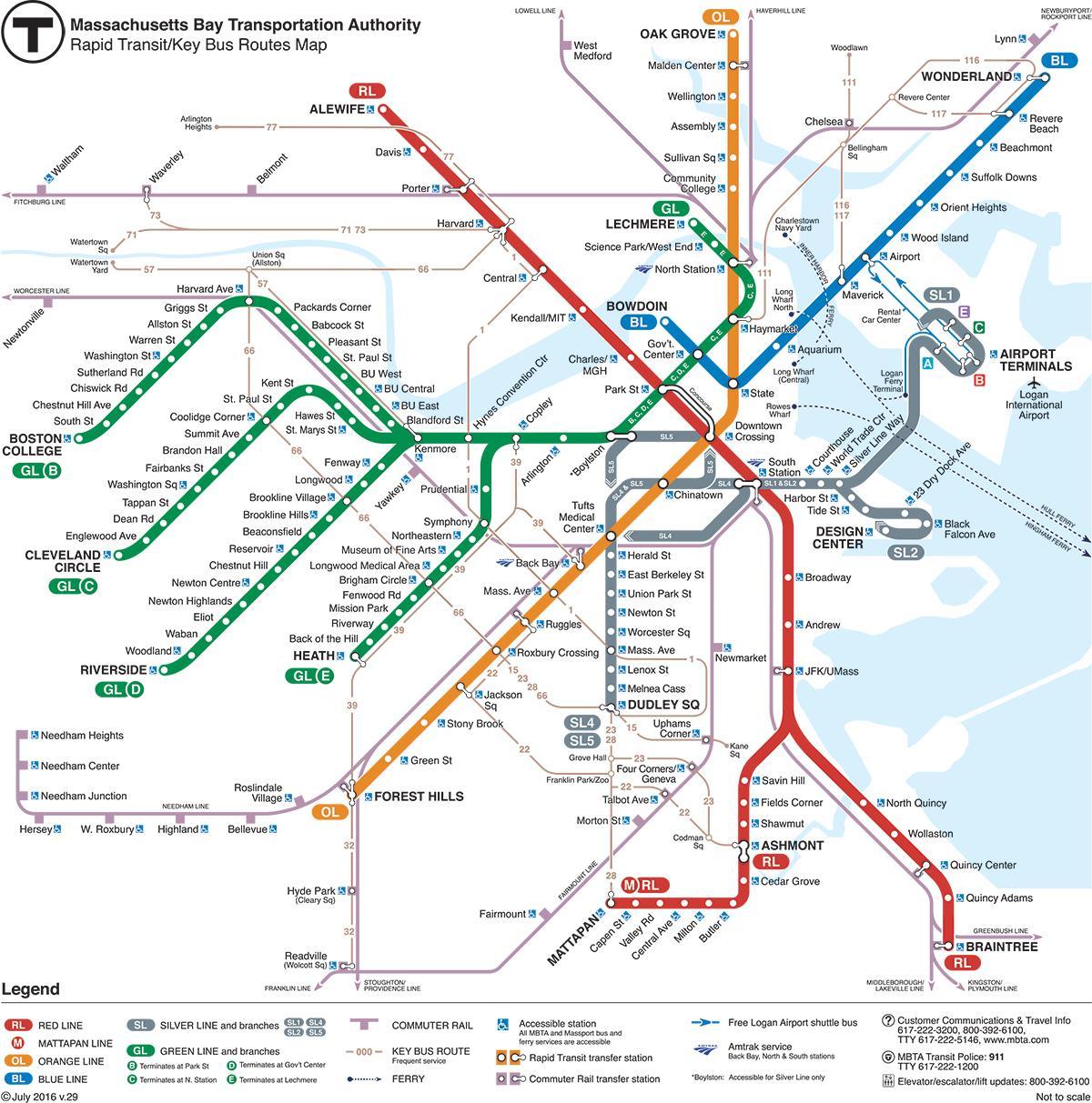 green line Karte Boston