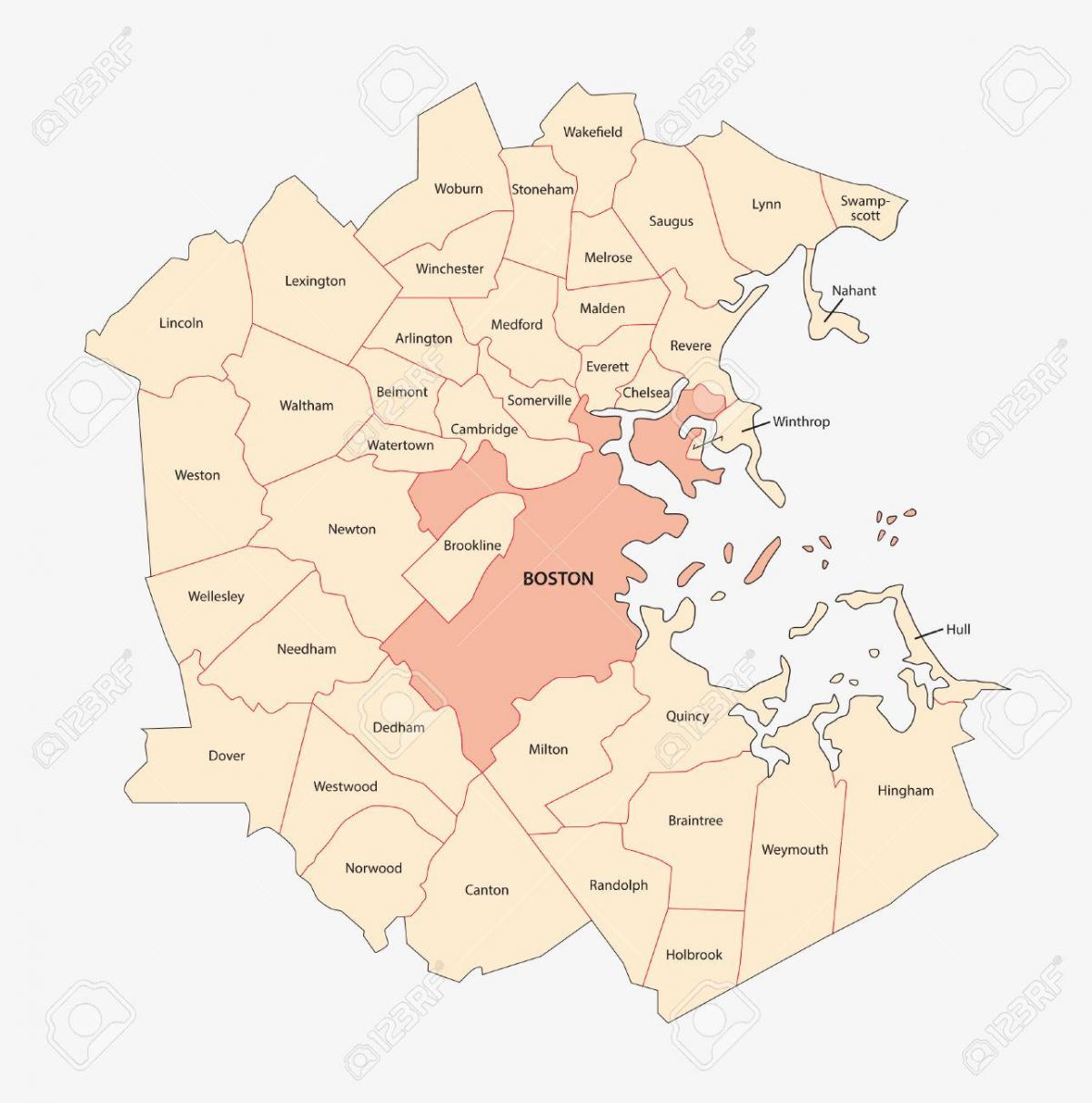 Karte Boston area