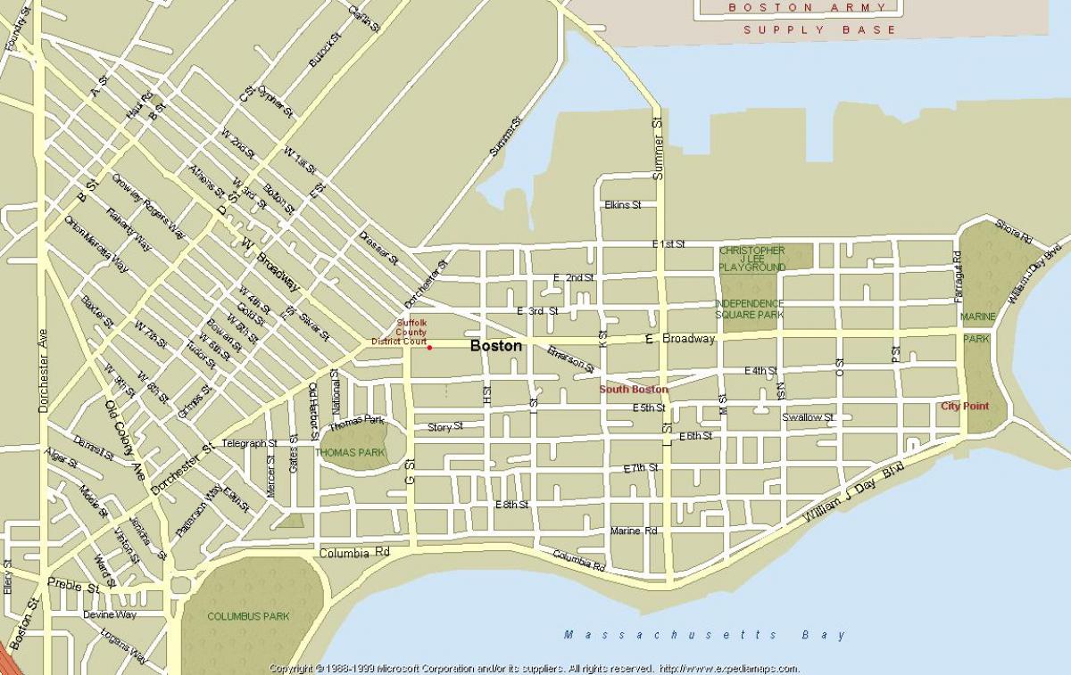 Karte von south Boston